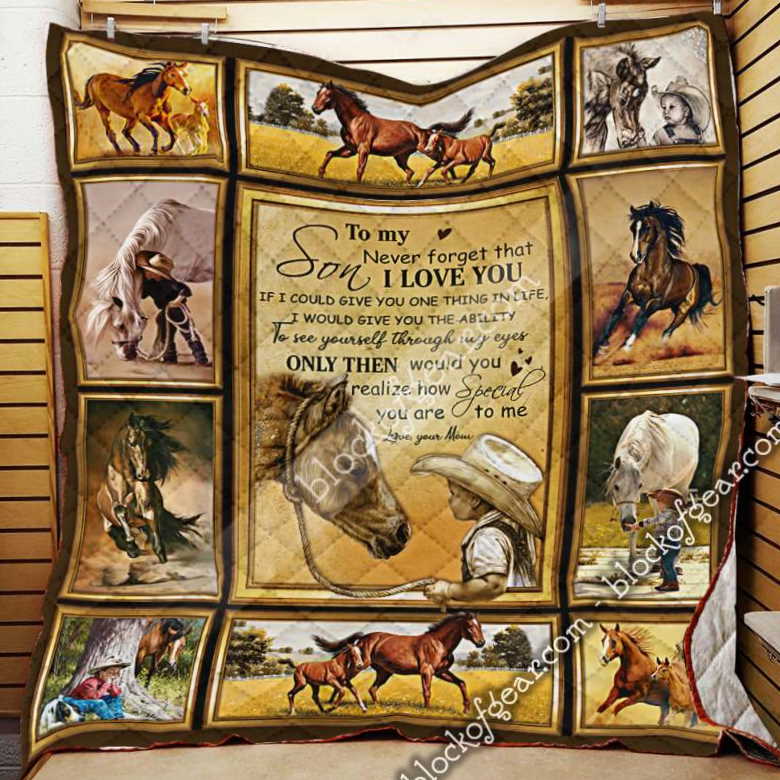 To My Son,Love You, Horse 3D Quilt Blanket