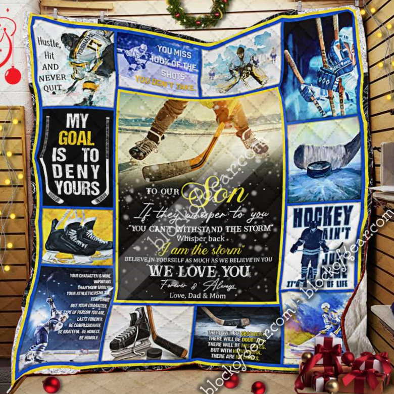 To Our Son, Dad And Mom, Hockey 3D Quilt Blanket