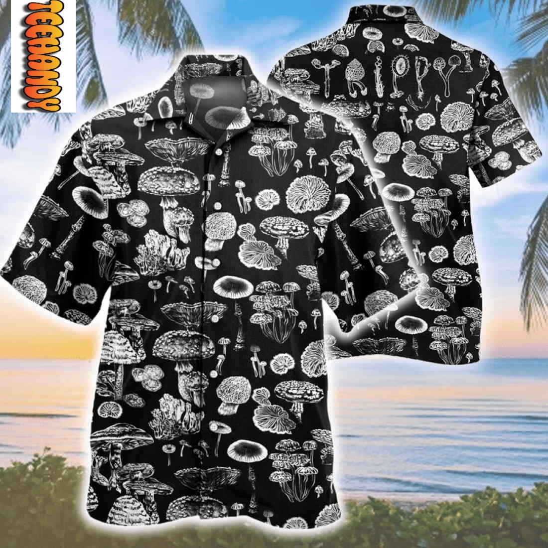 Trippy Mushroom Pattern Hawaiian Shirt