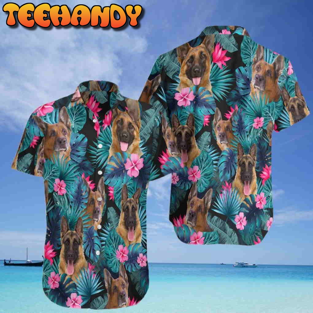 Tropical German Shepherd Hawaiian Shirt