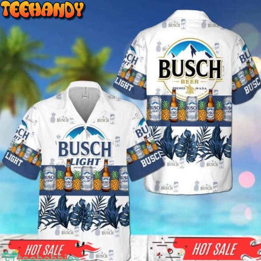 Tropical Pineapple Busch Light Short Sleeve Hawaiian Shirt And Short