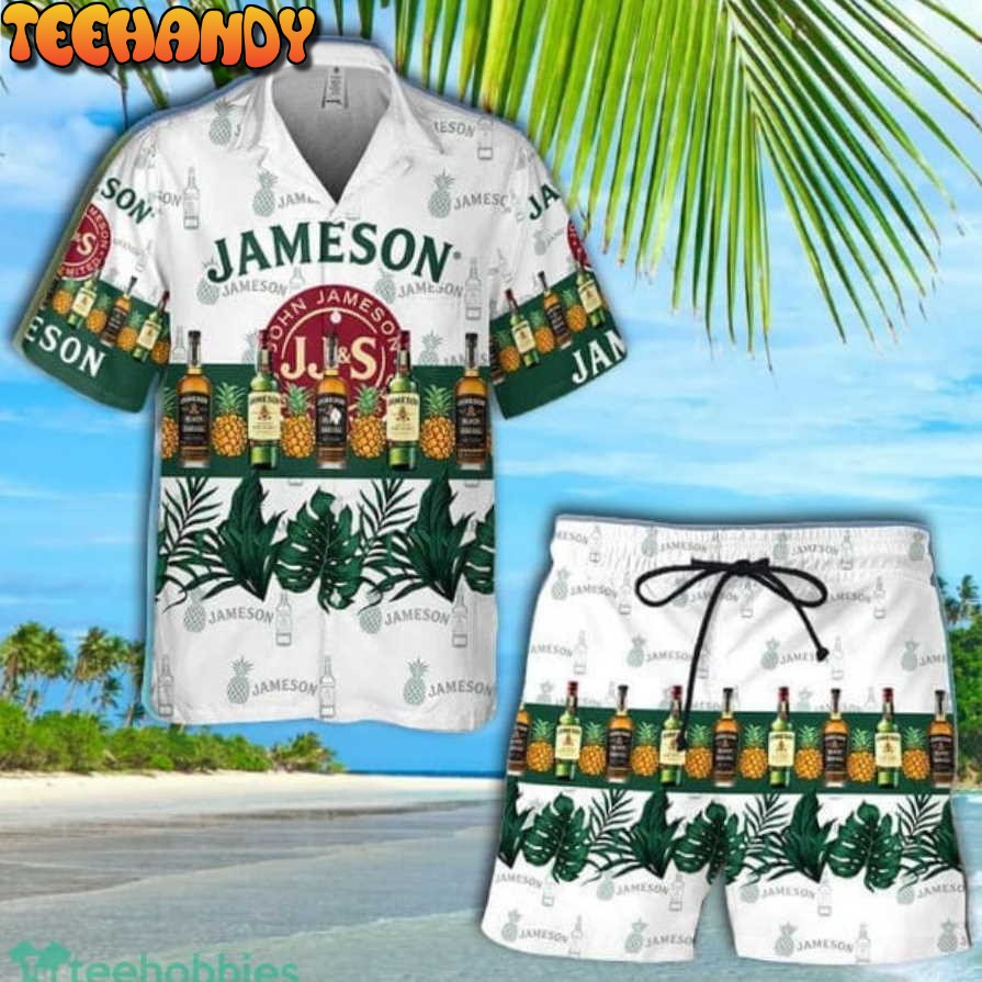 Tropical Pineapple Jameson Whiskey Short Sleeve Hawaiian Shirt And Short