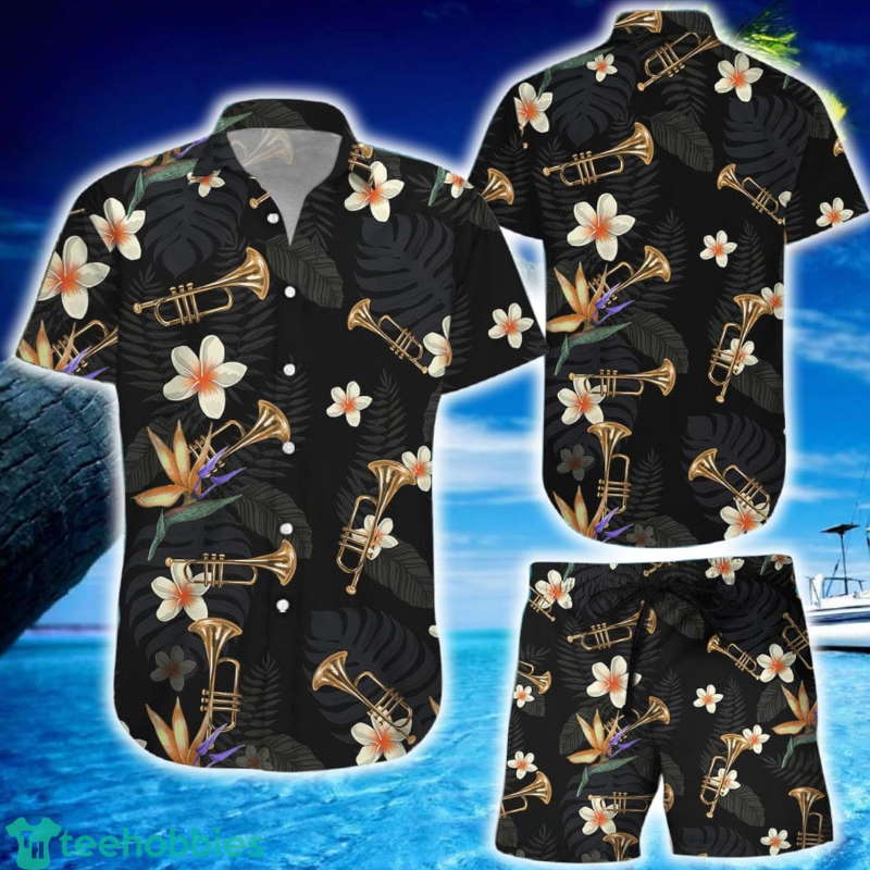 Trumpet Tropical Flowers Hawaiian Shirt And Short