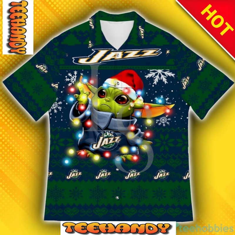 Utah Jazz Baby Yoda Star Wars Christmas Hawaiian Shirt