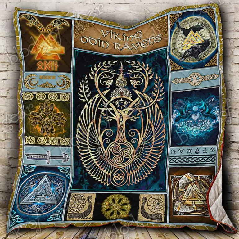 Viking Odin Ravens 3D Quilt Blanket