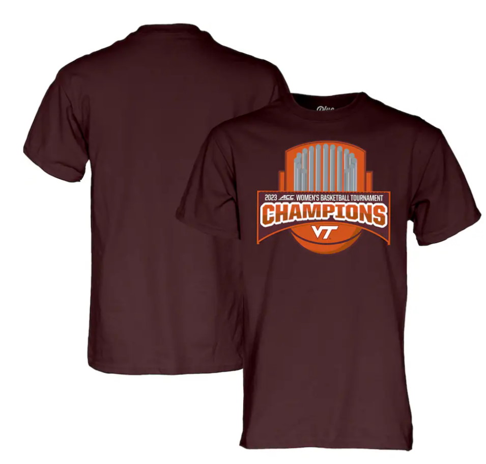 Virginia Tech Hokies 2023 ACC Women’s Basketball Conference Tournament Champions T-Shirt