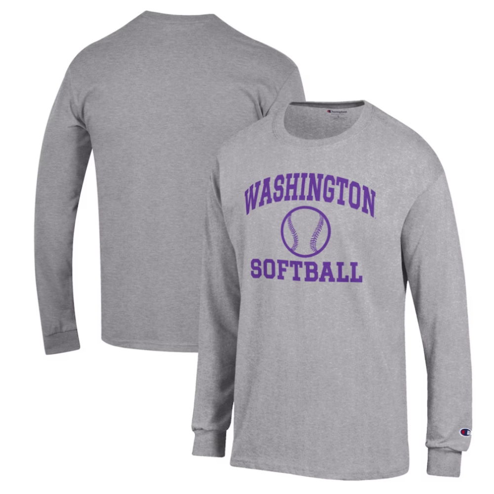 Washington Huskies Champion Softball Icon Long Sleeve T-Shirt