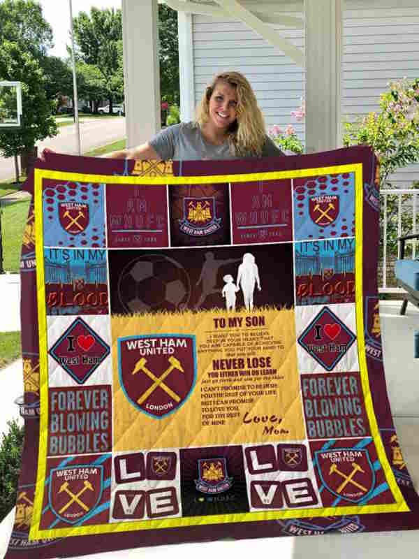 West Ham United F.C To My Son Love Mom Quilt Blanket