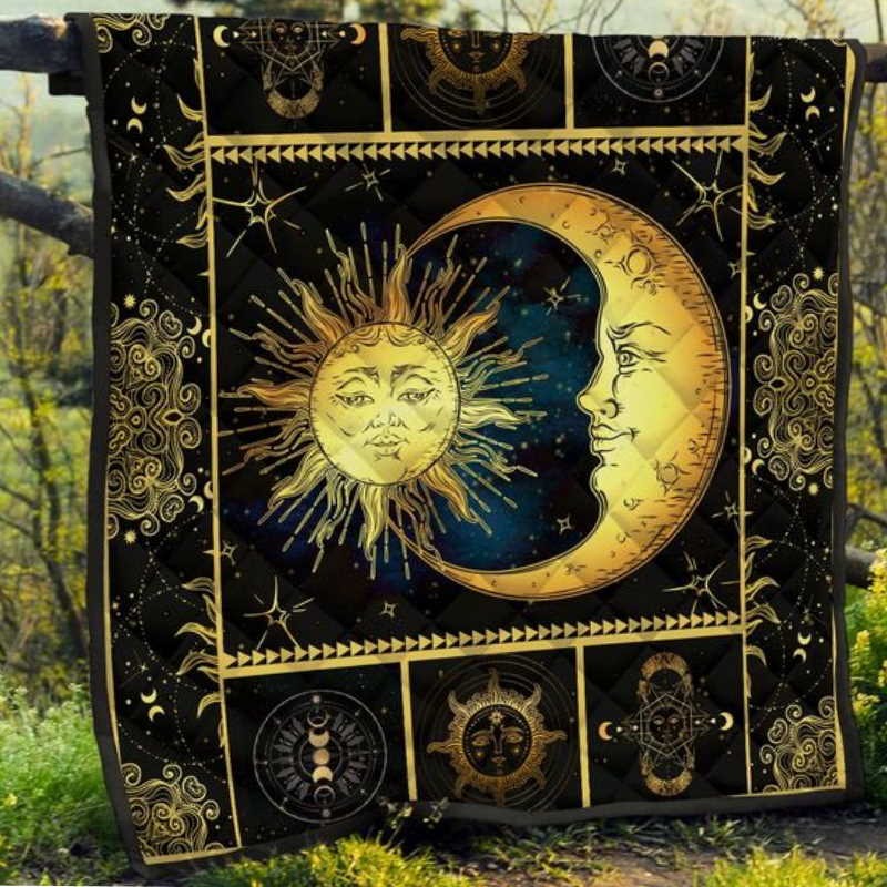 Wiccathe Sun And The Moon 3D Quilt Blanket