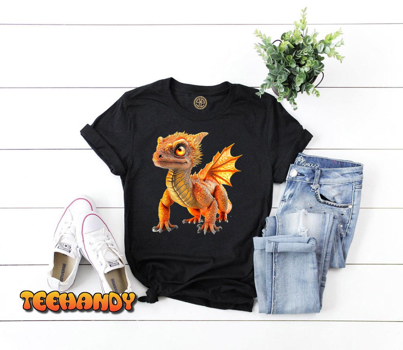 Womens Cute Golden Baby Dragon Design Unisex T-Shirt