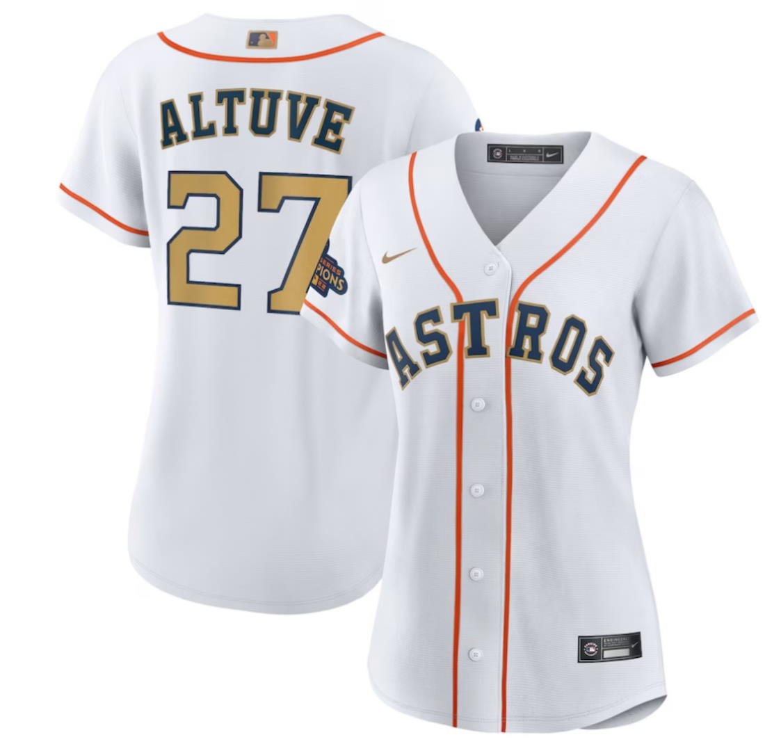 Women’s Houston Astros Jose Altuve 2023 Gold Collection Player Jersey
