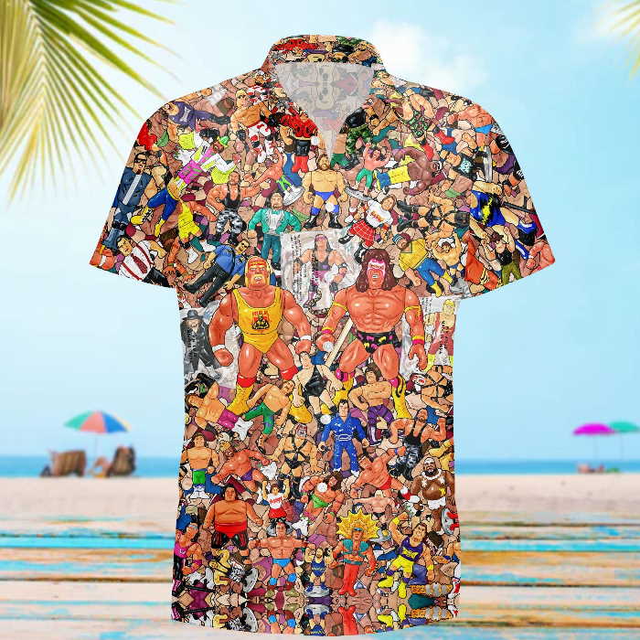 Wrestling Character Collage Art Hawaiian Shirt