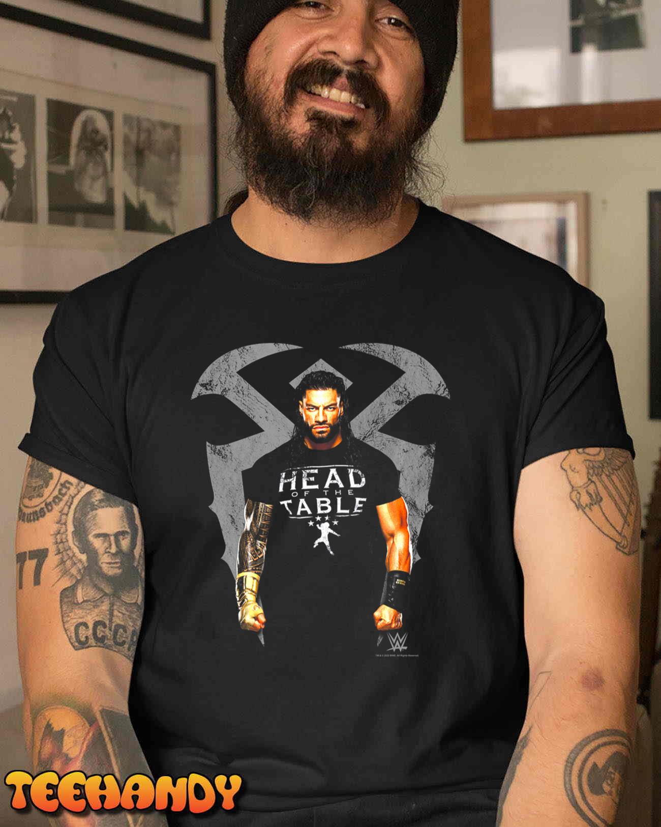 WWE Roman Reigns Head Of The Table Photo Real Portrait Premium T-Shirt