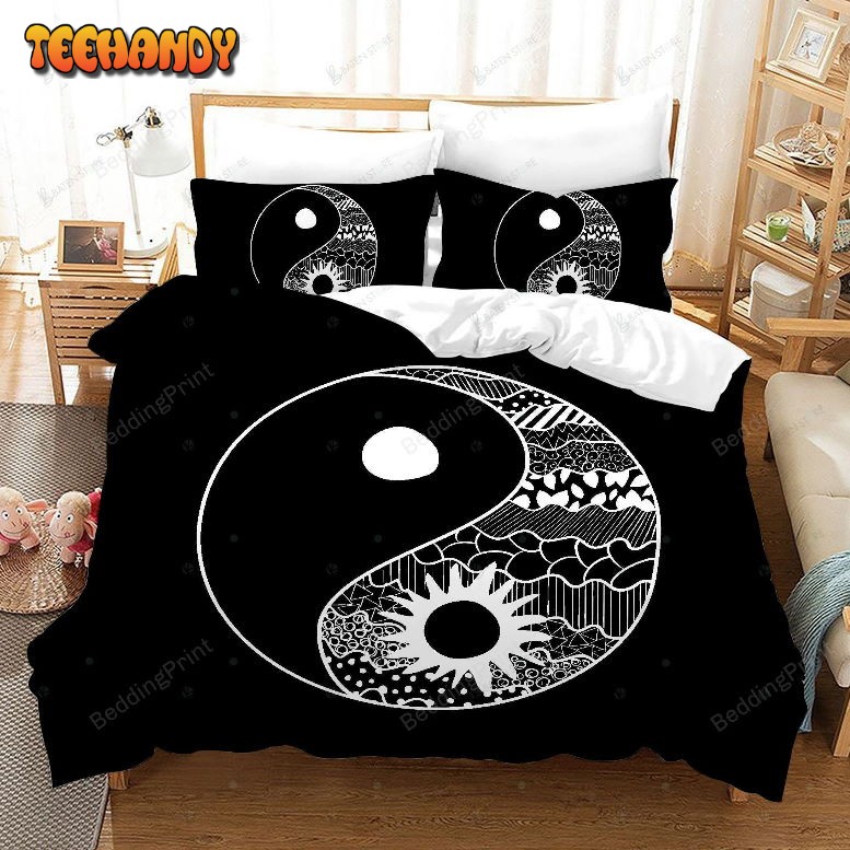 3d Black White Tai Chi Eight Diagrams Bed Sheets Duvet Cover Bedding Set