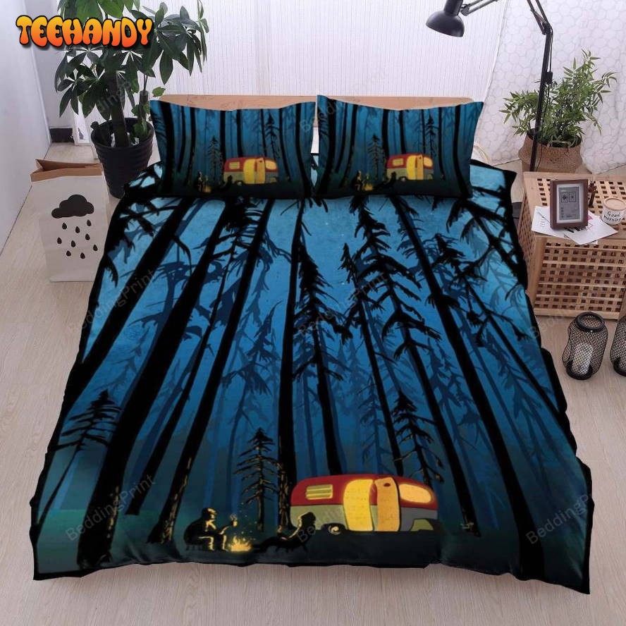 3D Camping Car In The Forest At Night Cover Bedding Sets