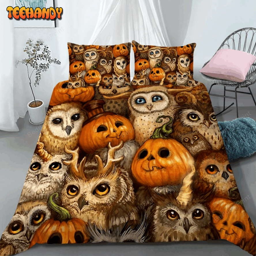 3D Halloween Owl Pumpkin Cover Bedding Set