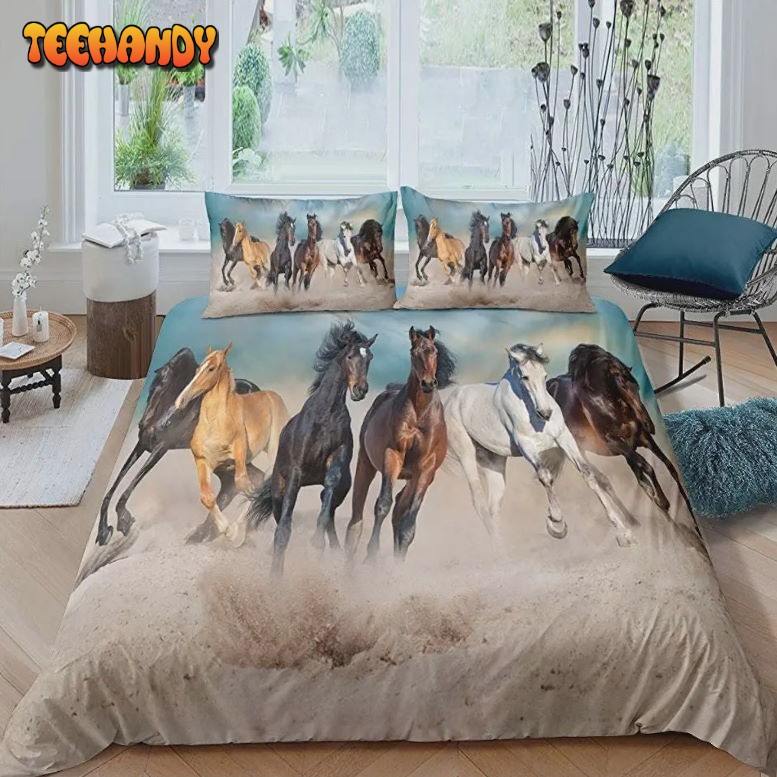 3D Horse Cover Set for Kids Running Horses Bedding Set