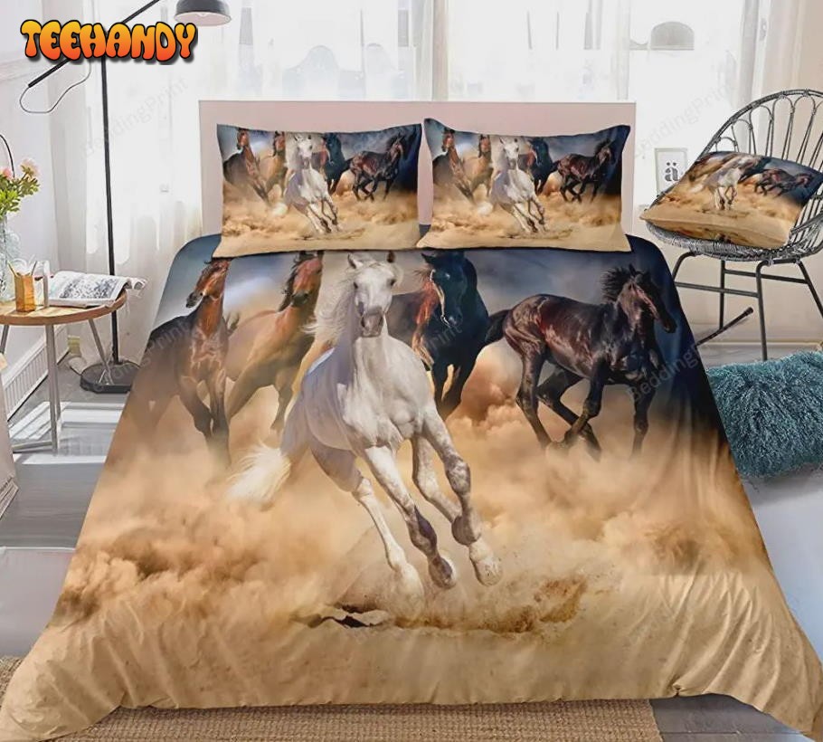 3D Horses Animal Brown Horses Pattern Boys Teens Animal Bedding Set