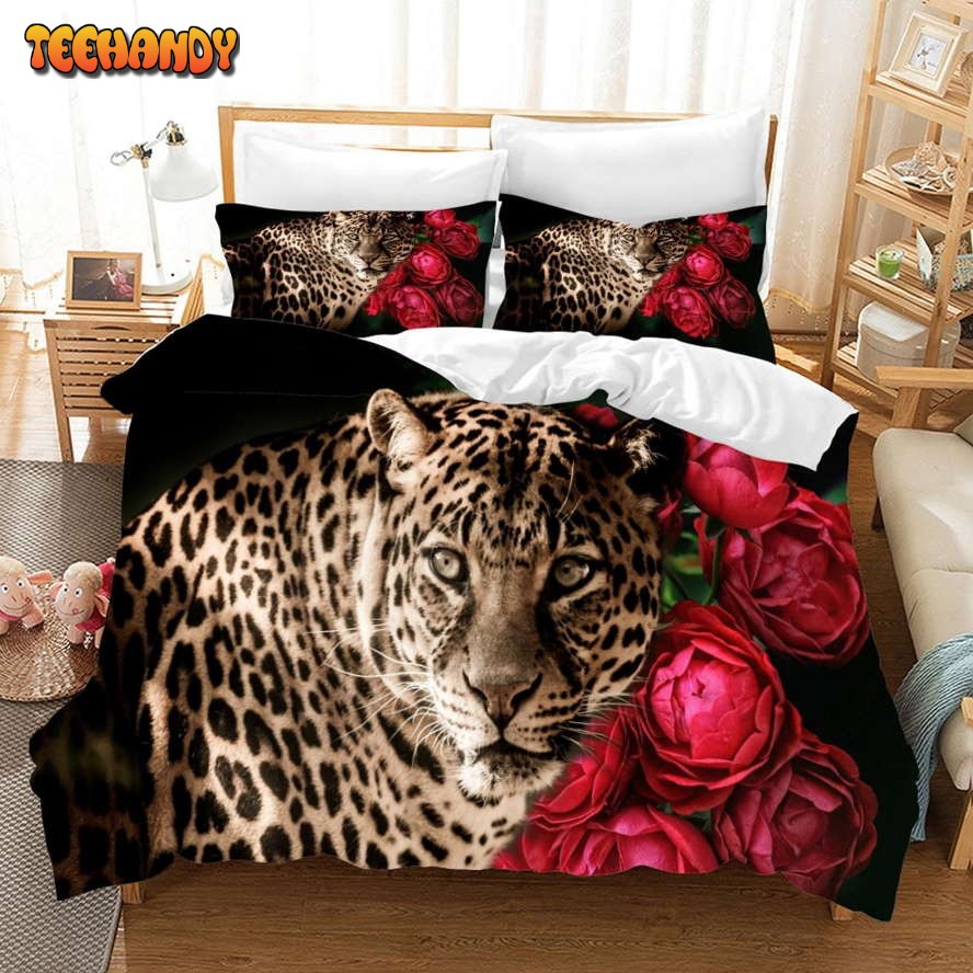 3D Leopard And Rose Bedding Sets