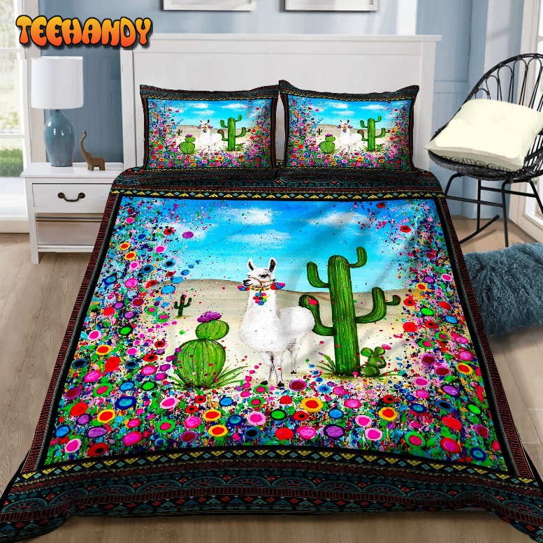 3D Llama With Cactus In The Desert Bedding Sets