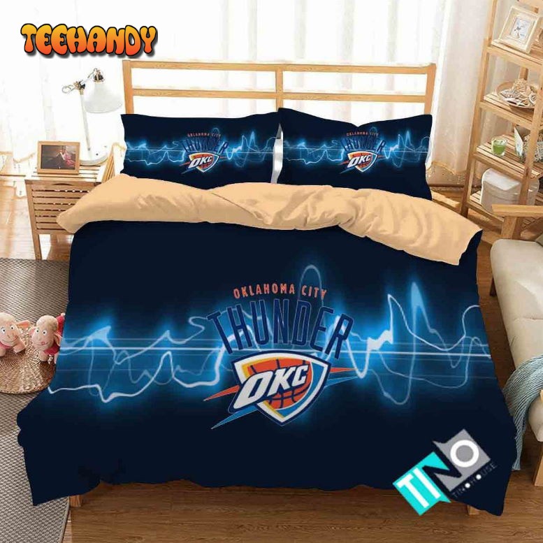 3d Nba Oklahoma City Thunder Logo Basketball Bedding Set