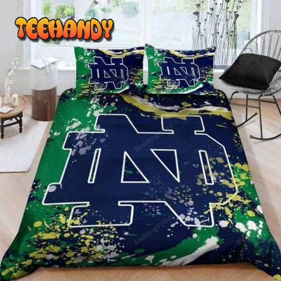 3D Notre Dame Fighting Irish Logo Duvet Cover Bedding Set