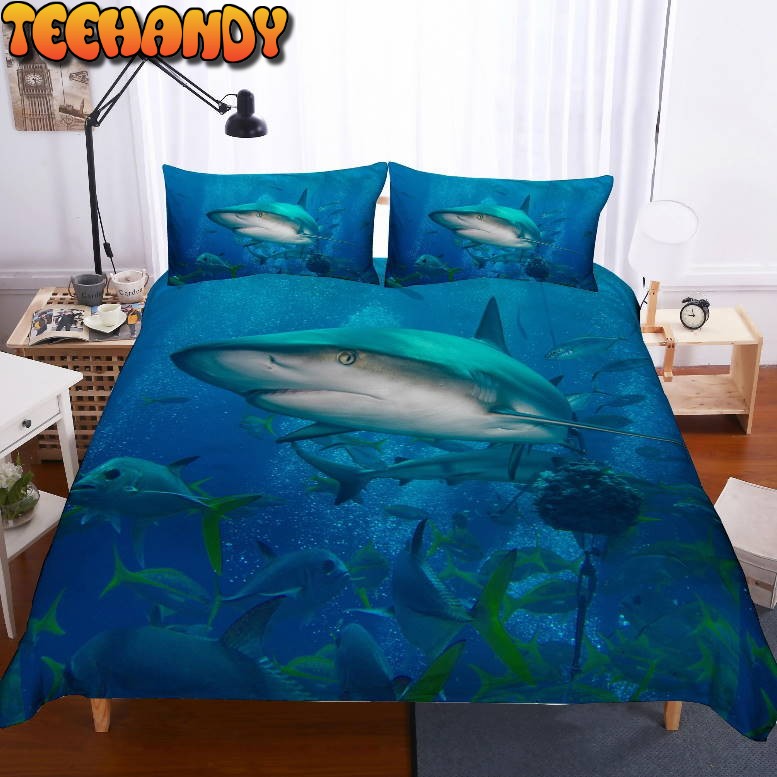 3D Shark And Fish Under Sea Bedding Set