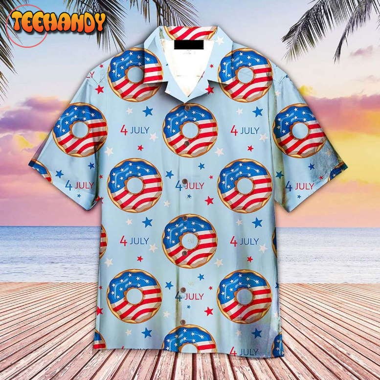 4th Of July Blue And Red Donuts Hawaiian Shirt