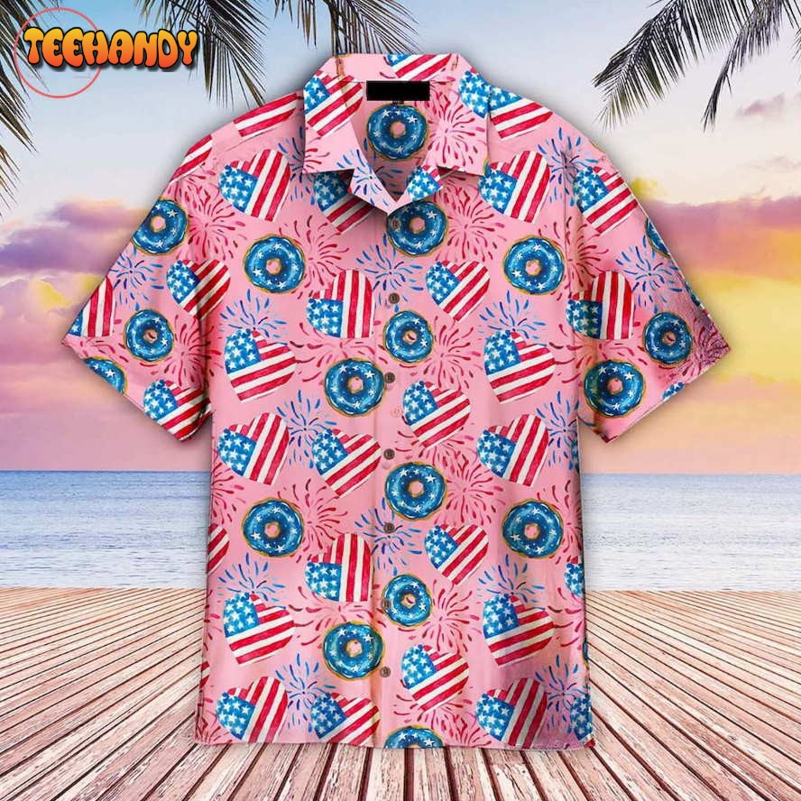 4th Of July Love American Donuts Hawaiian Shirt