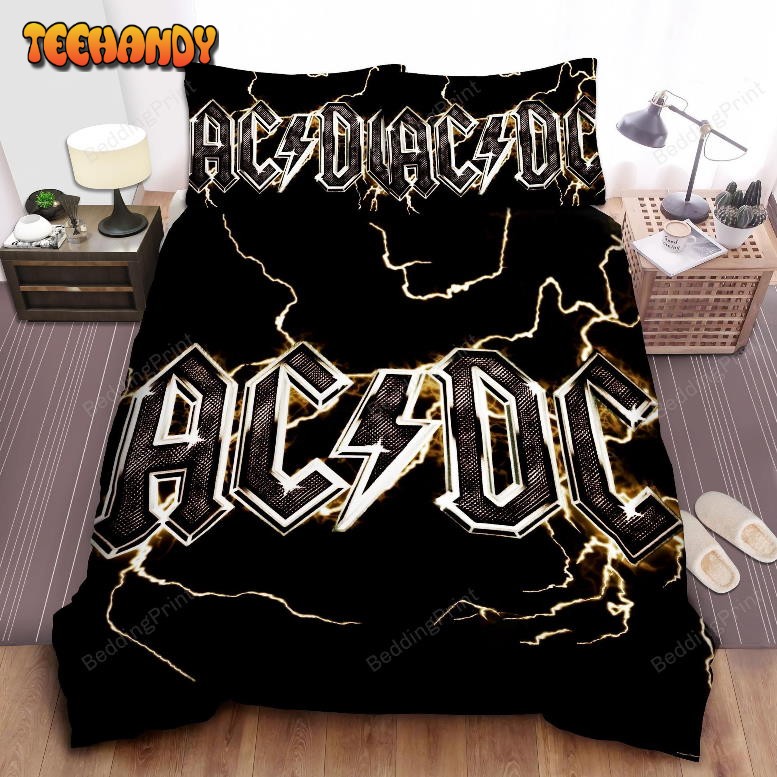 AcDc Name Logo On Thunder Background Art Bedding Set