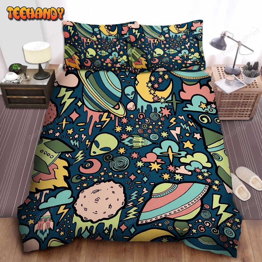 Alien &amp Ufo Pattern Bedding Sets