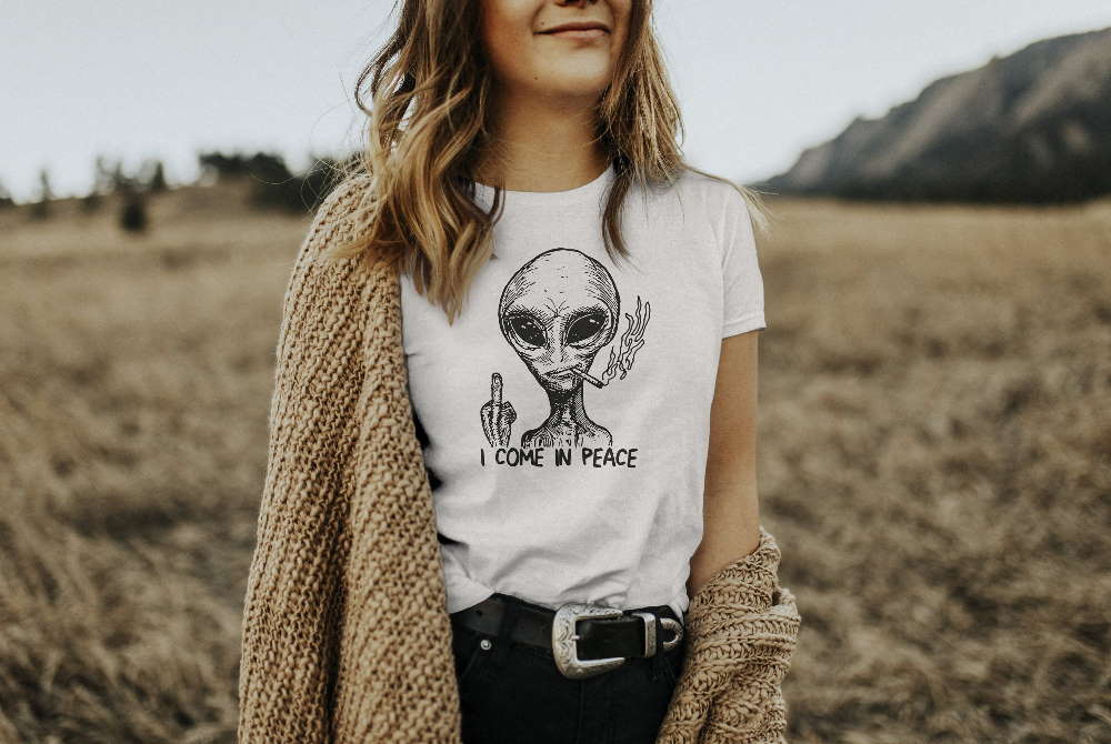 Alien Middle Finger Shirt, Funny UFO Shirt