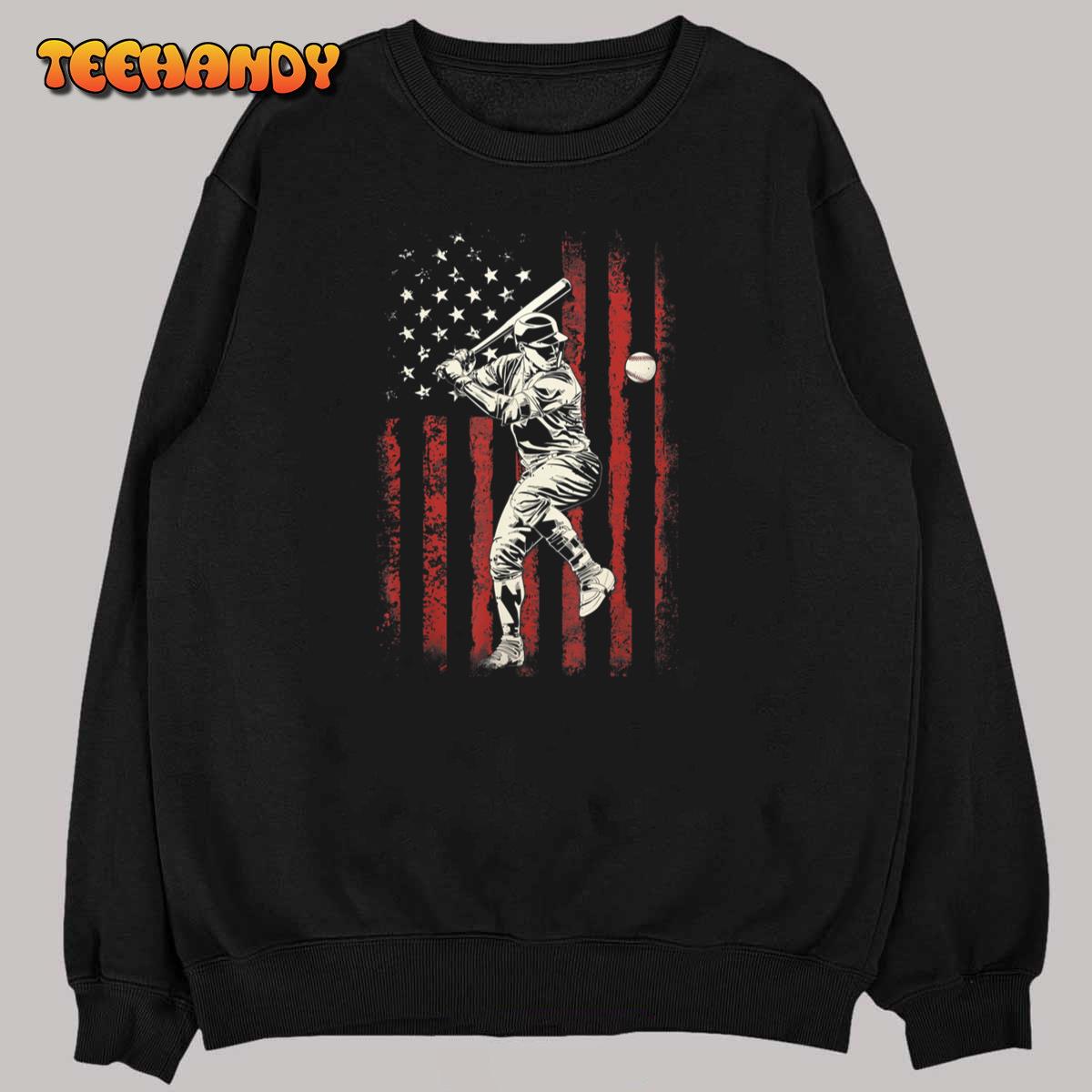 American Flag Baseball Team Gift for Men Boys T-Shirt