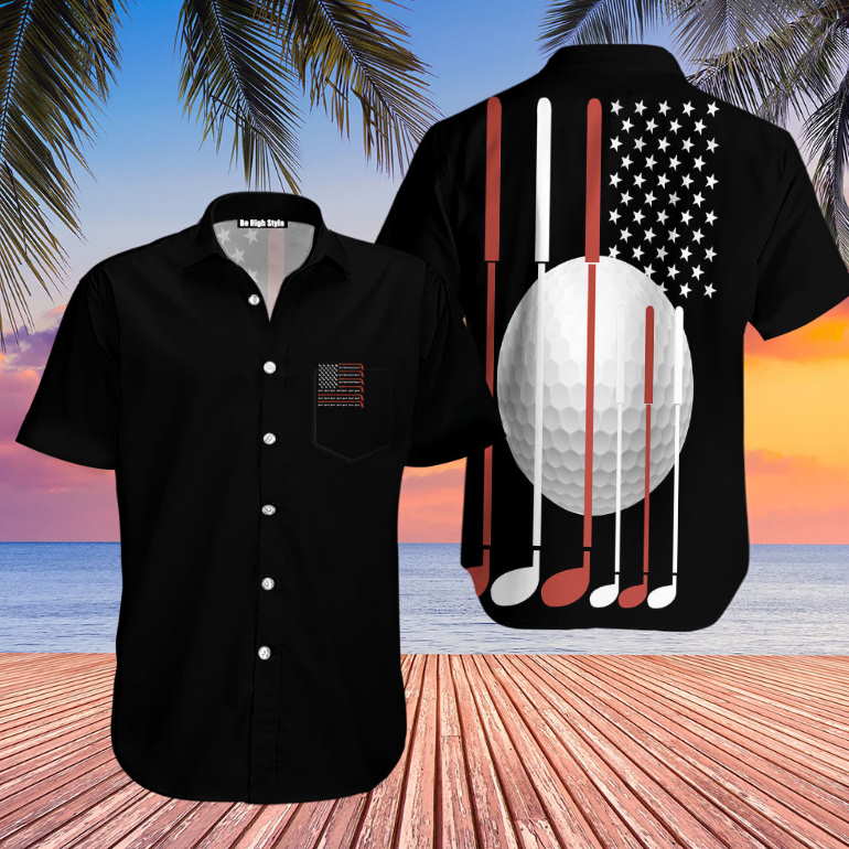 American Flag Golf Player Hawaiian Shirt