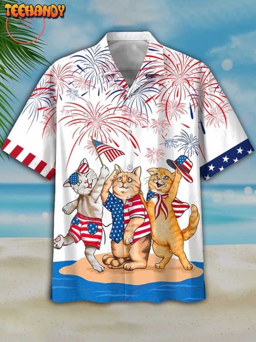 American Shorthair 4h of July Hawaiian Shirt and Shorts