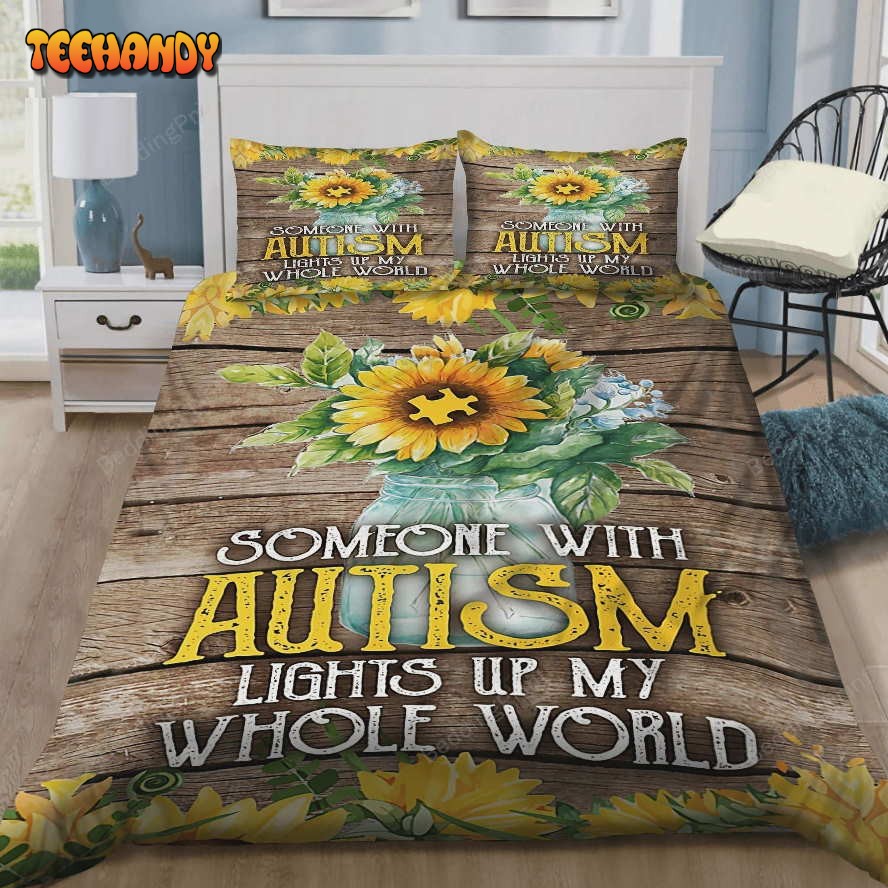 Autism Sunflower Autism Lights Up My World Bedding Sets