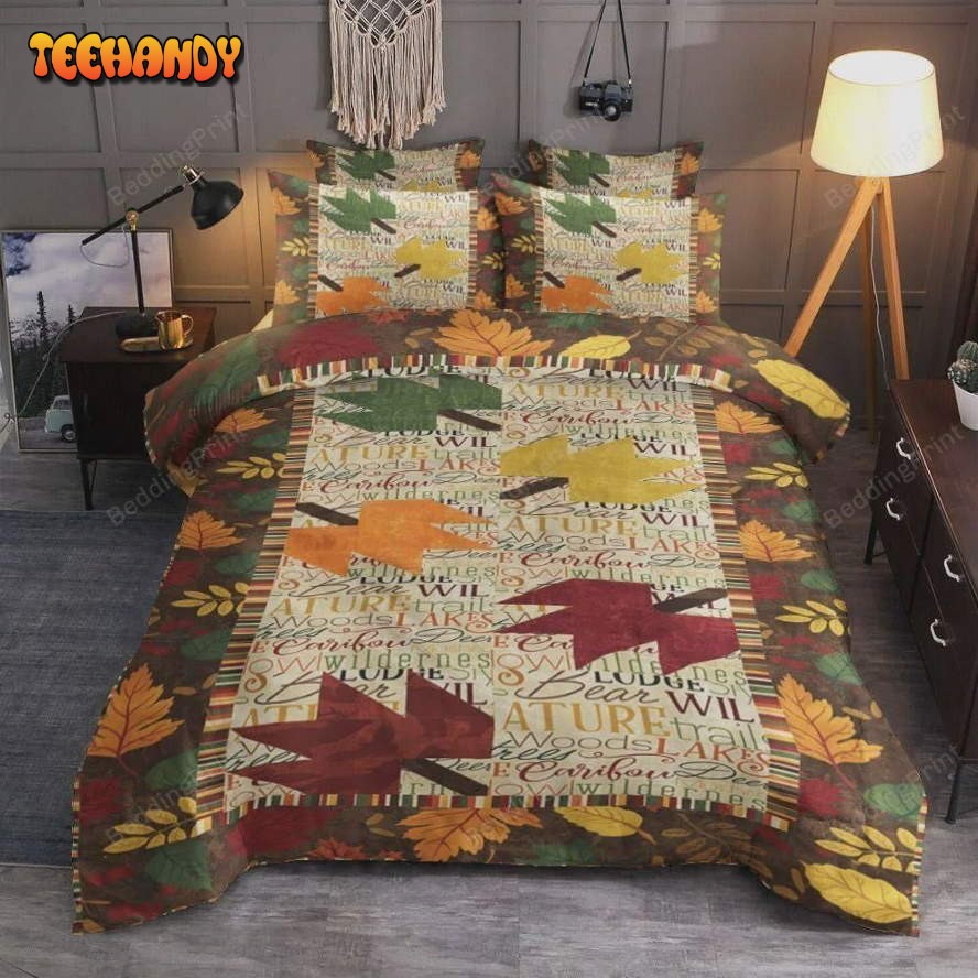 Autumn Leaves On Word Duvet Cover Bedding Set