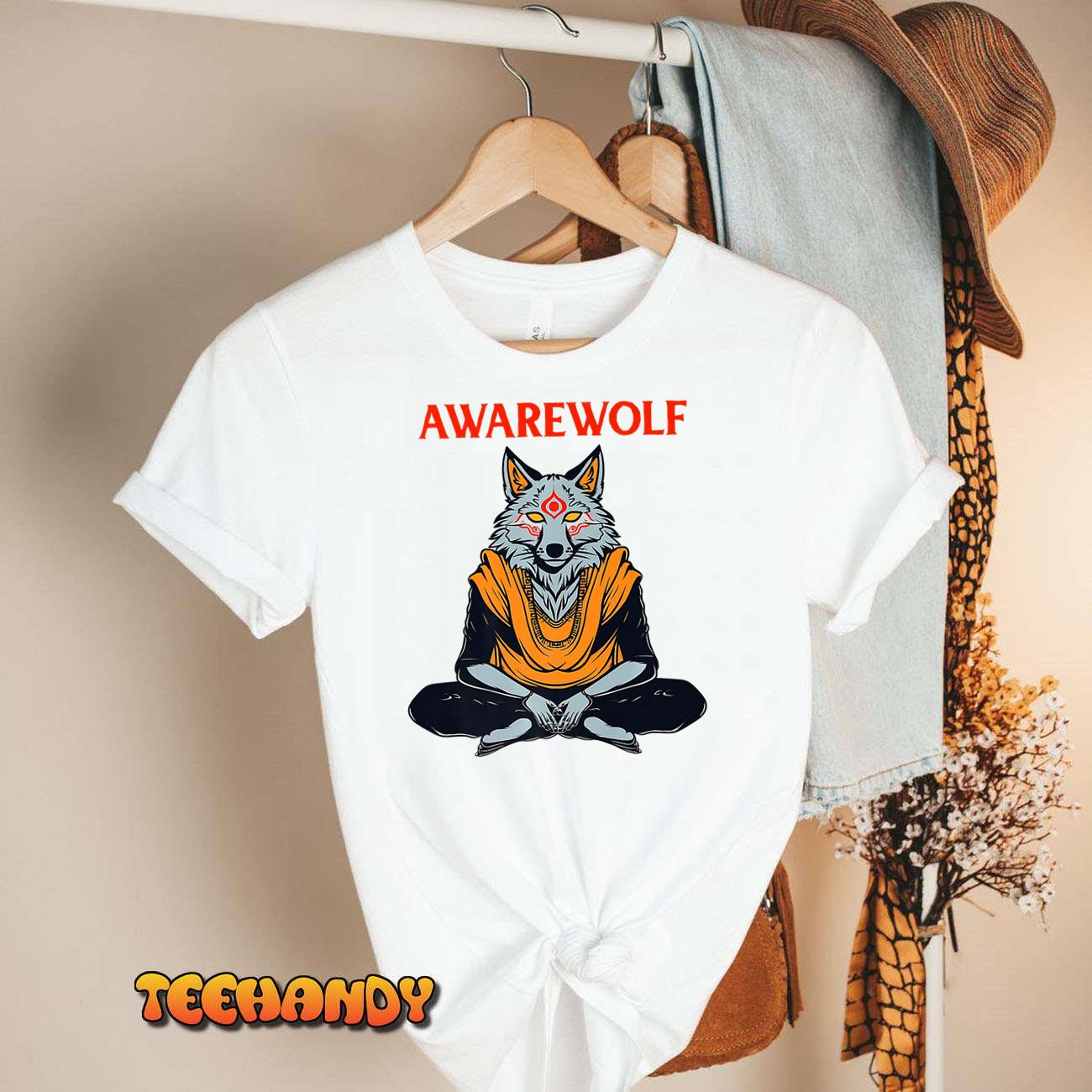 Awarewolf Wolf Yoga Aware Meditation Namaste Yogi Workout Premium T-Shirt