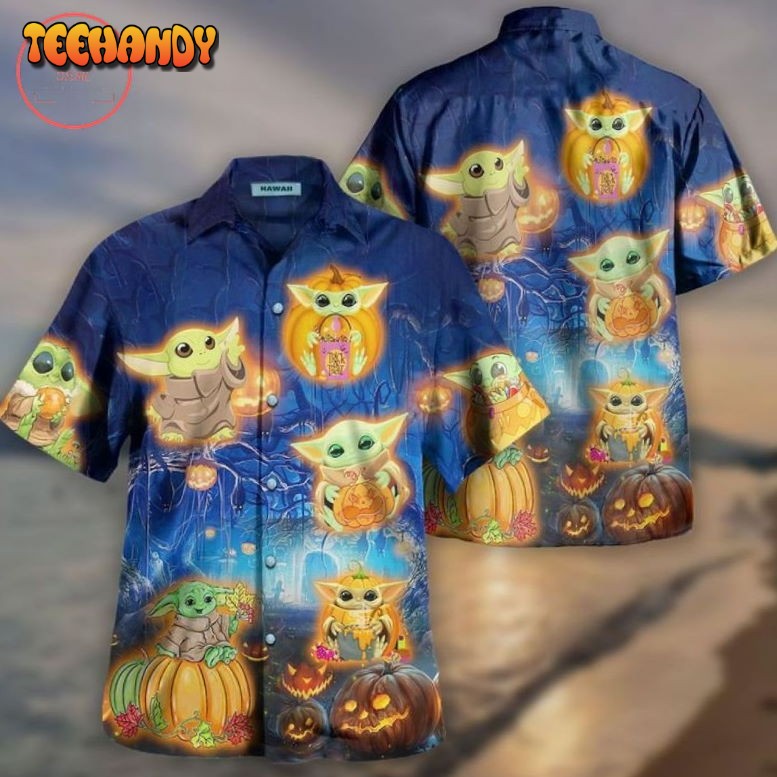 Baby Yoda Pumpkin Hawaiian Shirt