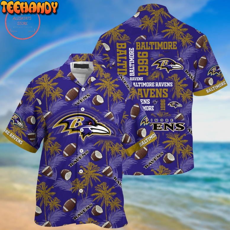 Baltimore Ravens Palm Hawaiian Shirt