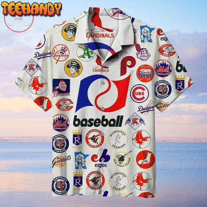 Baseball league retro logo Hawaiian shirt