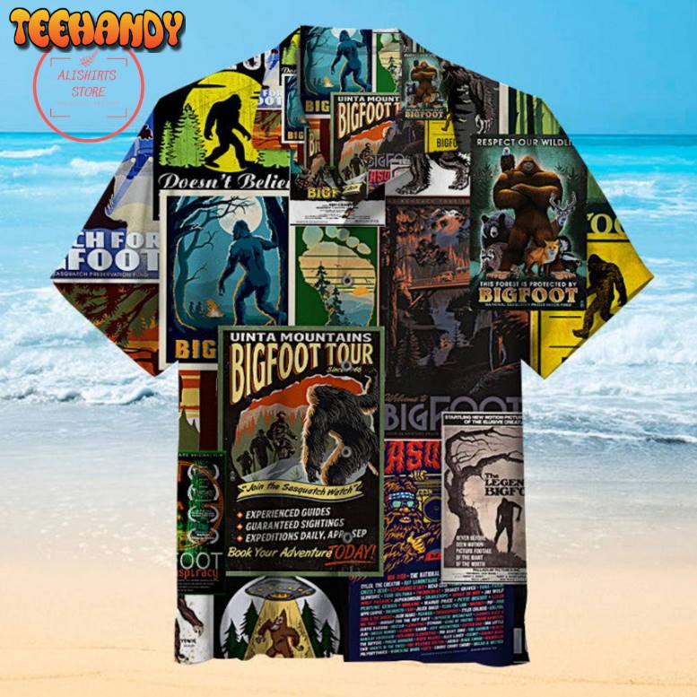 Bigfoot Poster Collage Hawaiian Shirt