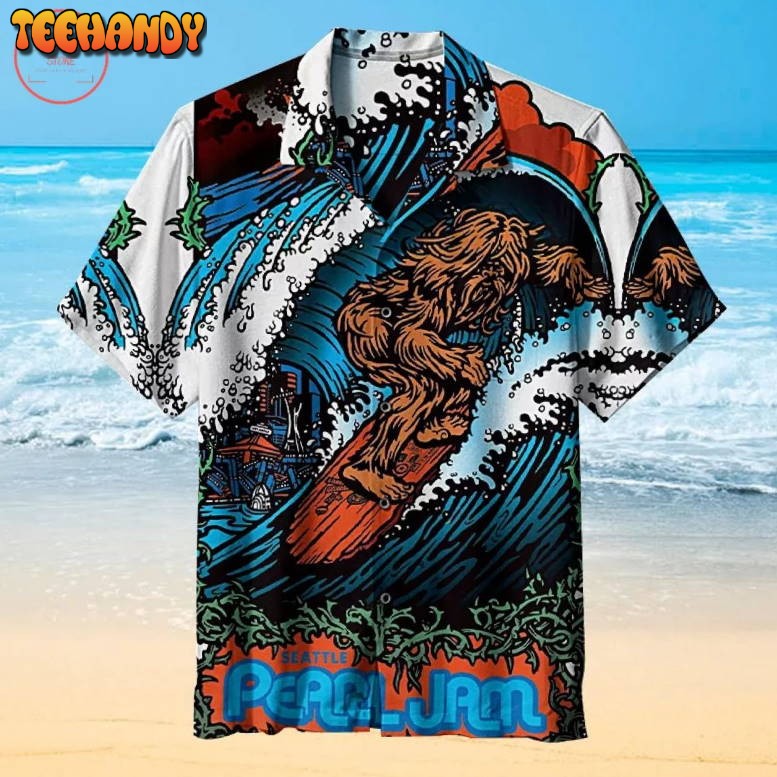 Bigfoot surfing Hawaiian Shirt