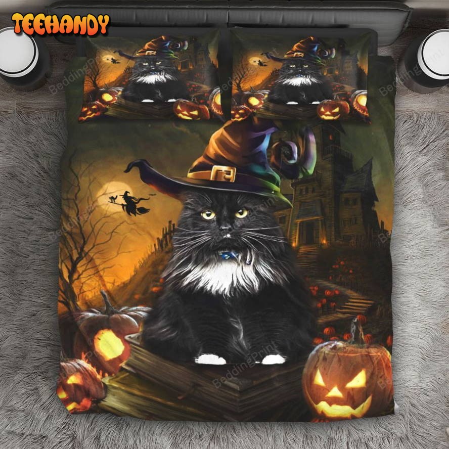 Black Cat Halloween Night Bedding Set