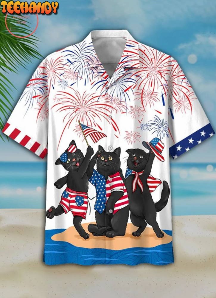 Black Cat Independence Day Is Coming Hawaiian Shirt and Shorts