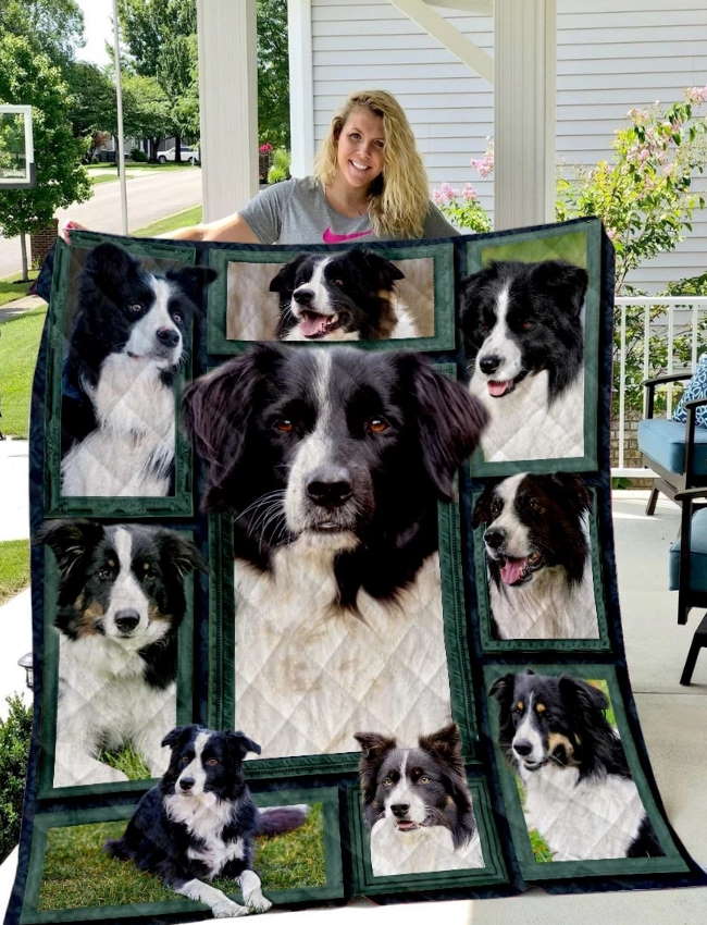 Border Collie Lean On 3D Quilt Blanket