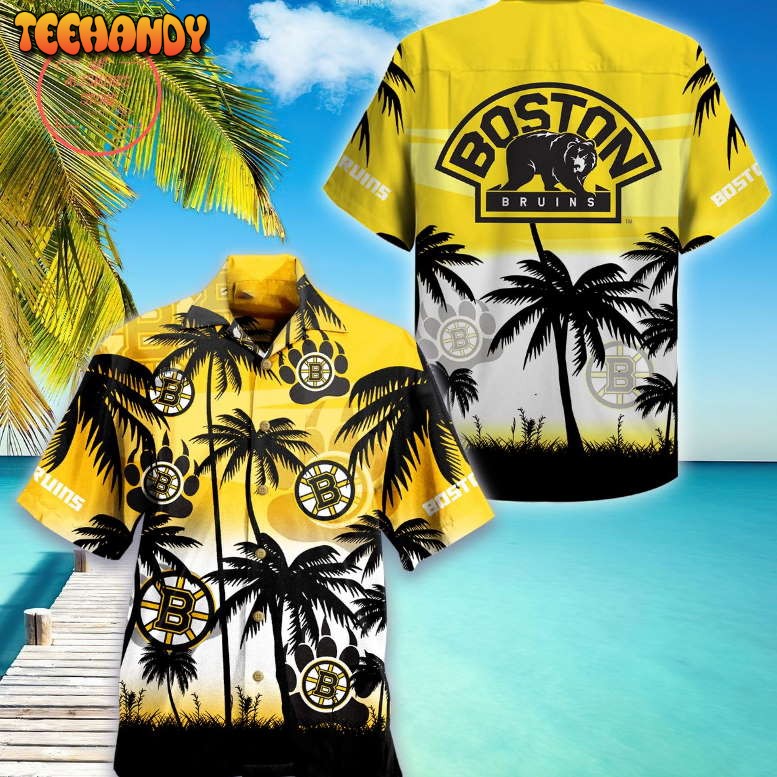 Boston Bruins NHL Palm Hawaiian Shirt