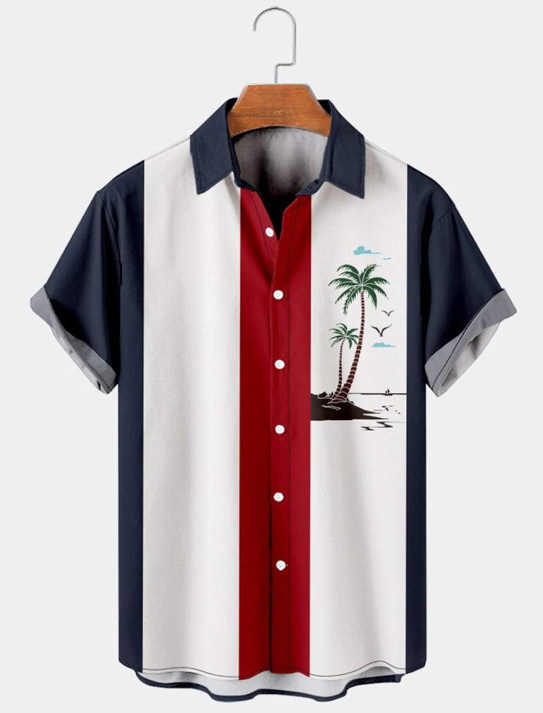 Bowling Coconut Tree Tropical Hawaiian Shirt