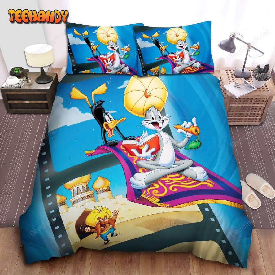 Bugs Bunny Daffy Duck And Yosemite Sam In Aladdin Scene Bedding Set