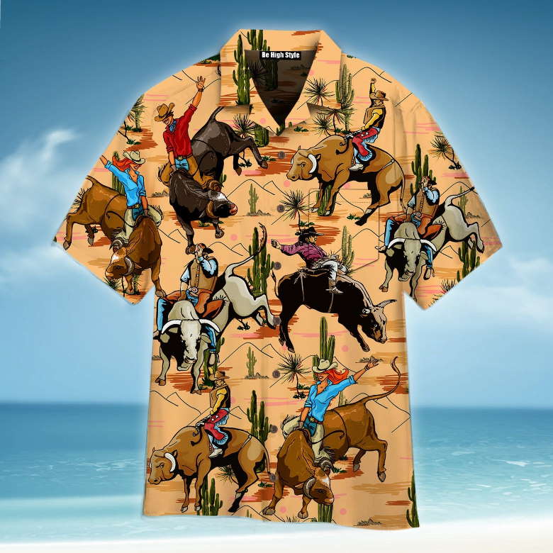 Bull Riding On Desert Hawaiian Shirt